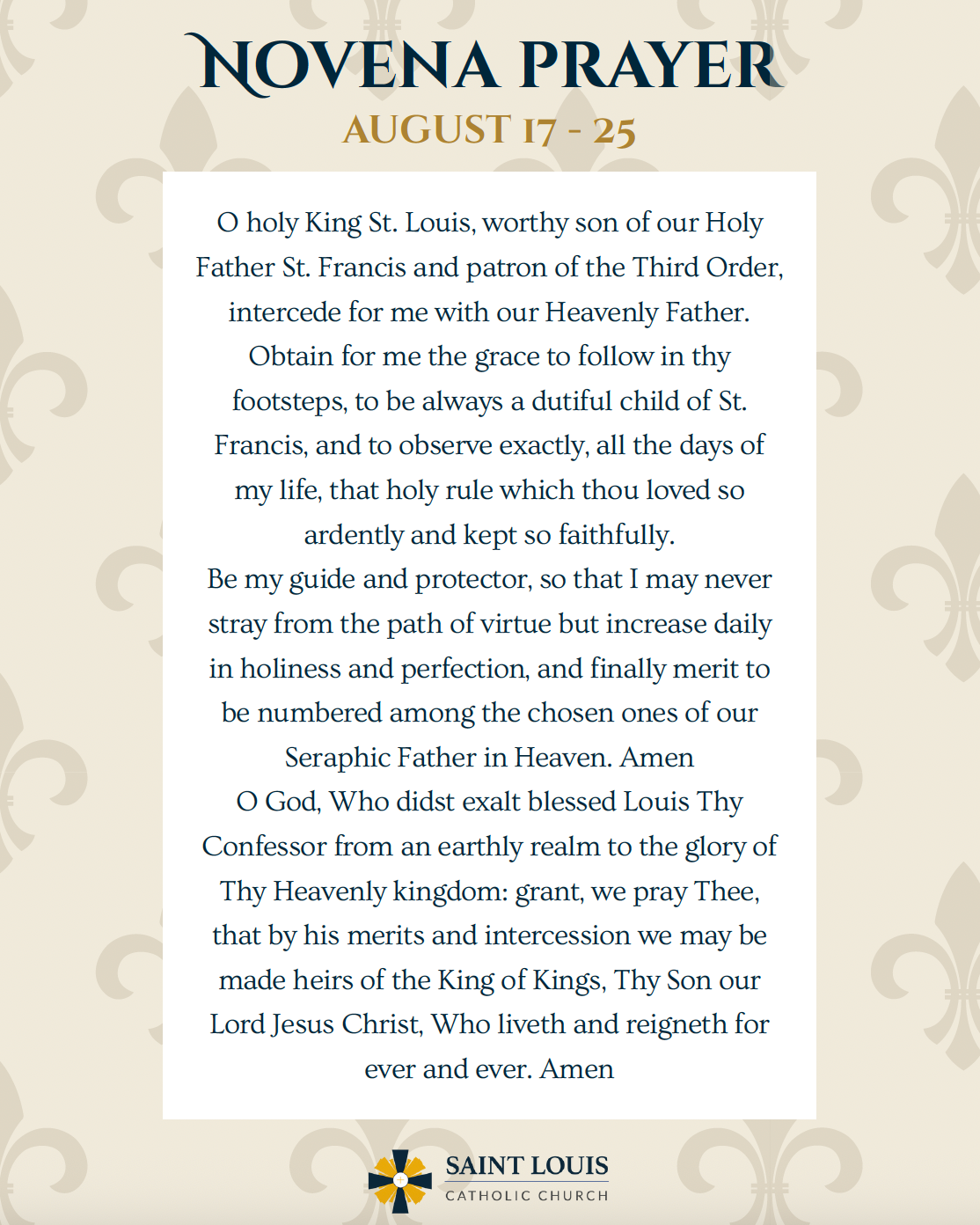St. Louis Novena & Feast Day Celebration                                                                                                                                                                                                                                                                    